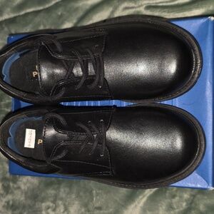 Hush Puppies Black Leather Oxfords, Size 13.5